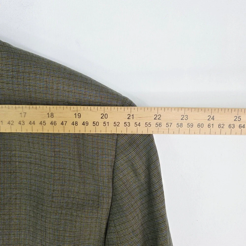 Jos. A. Bank Mens 48R Sport Coat Blazer Olive Green/Blue Micro Check 100% Wool